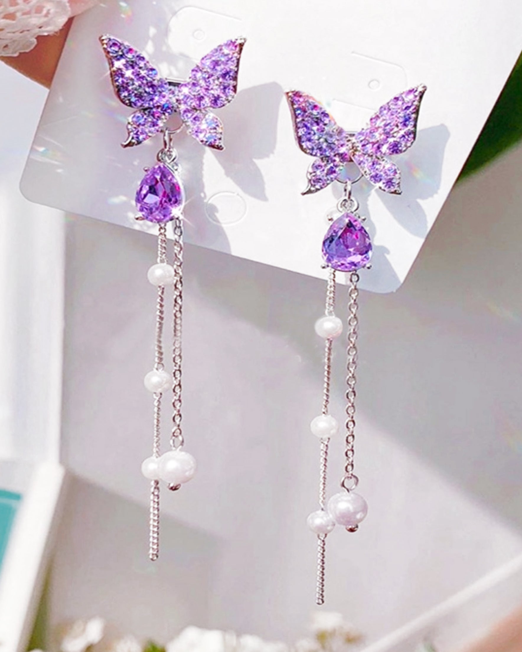 Purple Morpho Butterfly Earrings – madebydeemarie